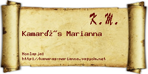Kamarás Marianna névjegykártya